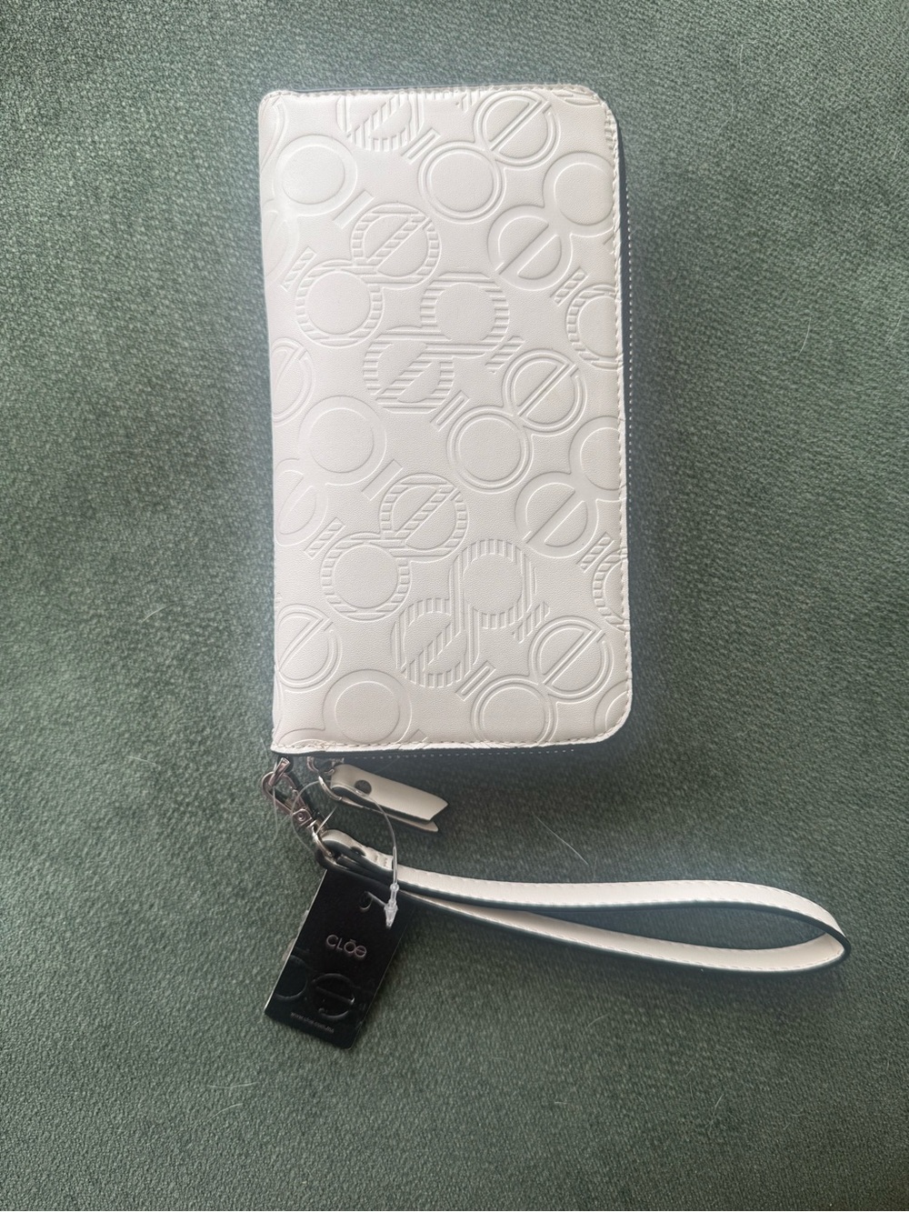 CLŌE White Embossed Zip-Around Phone Wallet Wristlet